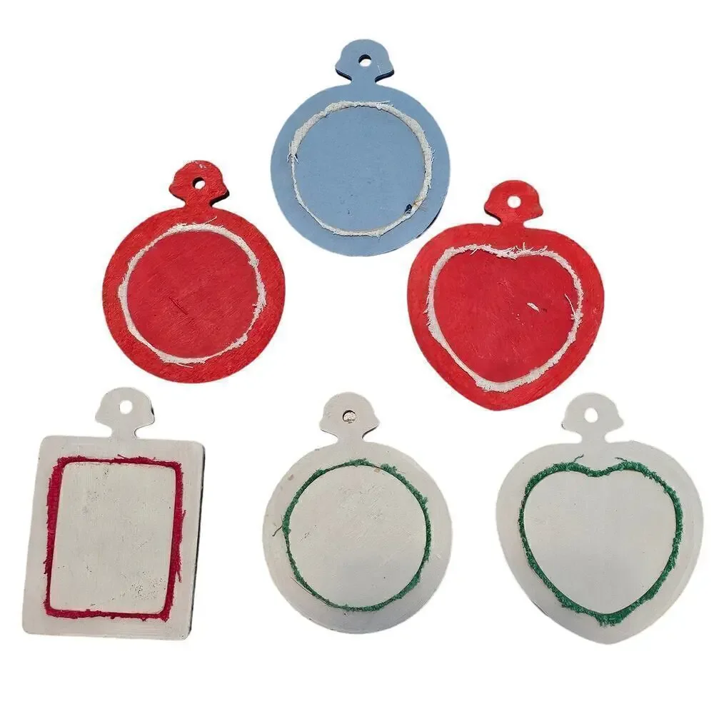 Vintage Christmas Cross Stitch Ornaments 80s Hand Made Santa Candle Snow Toys